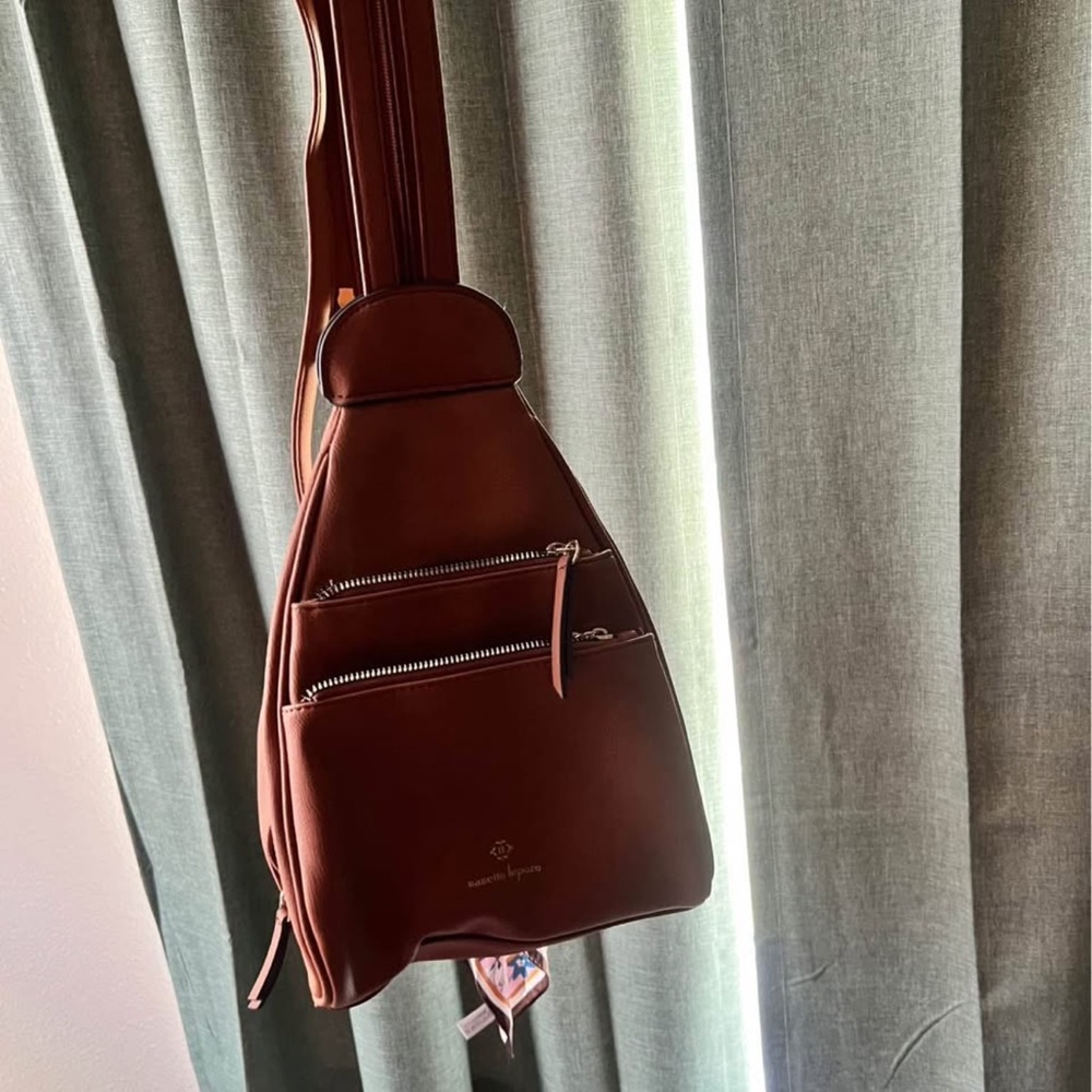 Brown Leather Backpack Purse with Minimalist Design